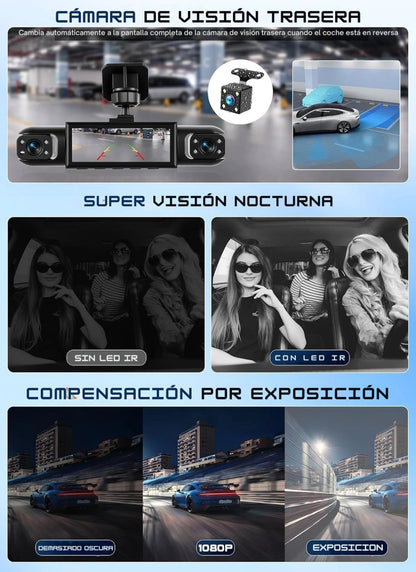 Camará para Autos 4 en 1 Full HD 360° - Grabación Total de tu vehiculo