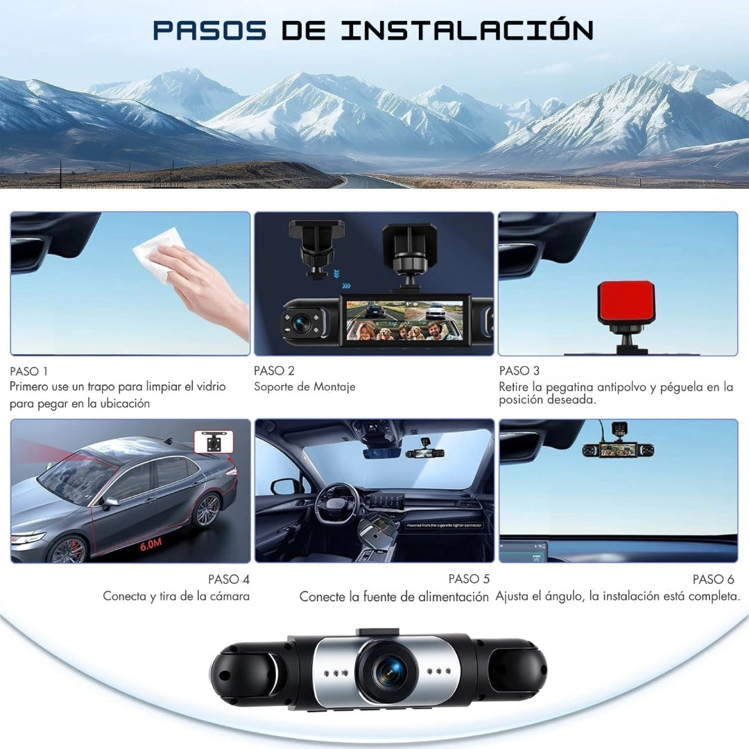 Camará para Autos 4 en 1 Full HD 360° - Grabación Total de tu vehiculo