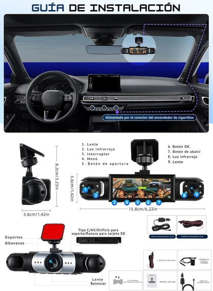 Camará para Autos 4 en 1 Full HD 360° - Grabación Total de tu vehiculo