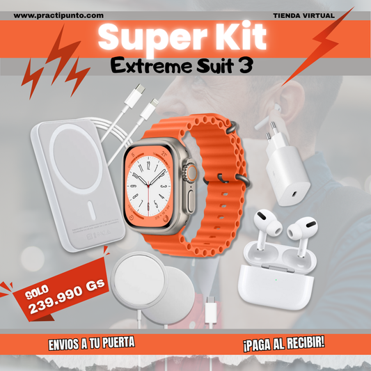 Kit Extreme Suit 3 – Smartwatch + Audífono + Carga Inalámbrica y más