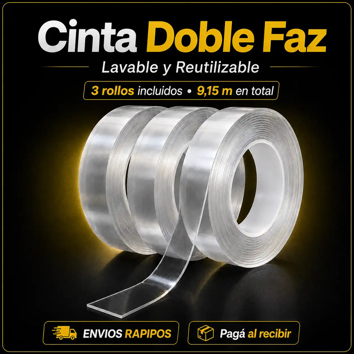 CINTA DOBLE FAZ 3x1 - LAVABLE Y REUTILIZABLE - ALIEN TAPE